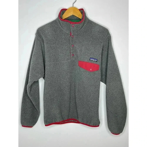 Patagonia Synchilla Snap-T Fleece Pullover Sweatshirt Men’s Small Nickel/Red - Picture 2 of 8